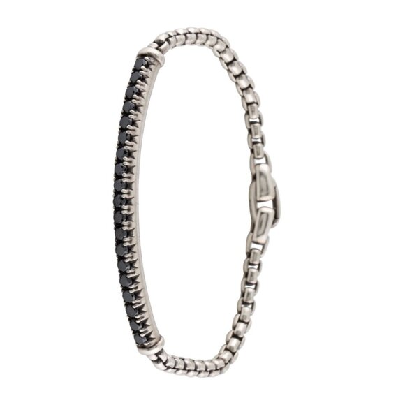 DAVID YURMAN DIAMOND 1.33CTW STERLING SILVER 925 METRO LINK BRACELET - Picture 2 of 7